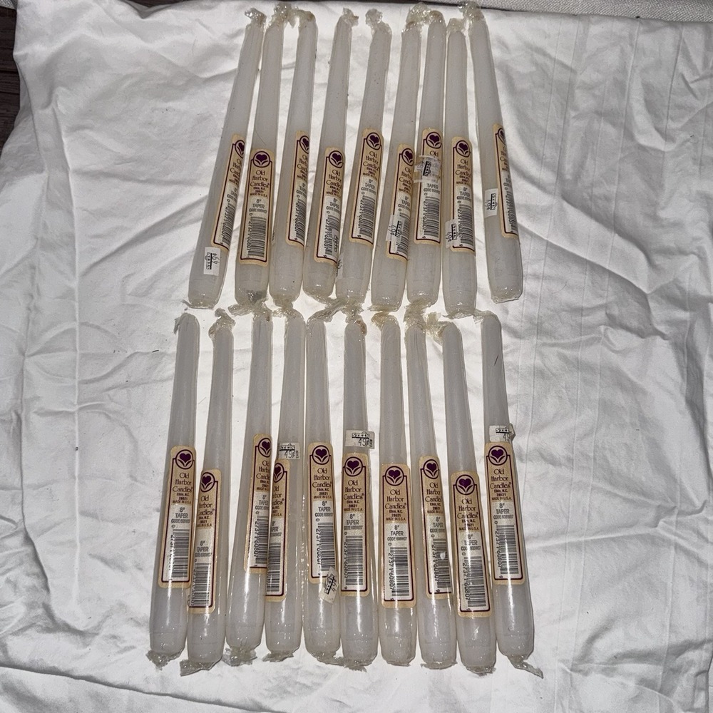 Vintage White 8" Taper Candles Lot Of 19 Christmas Dinner Wedding Decor Sealed